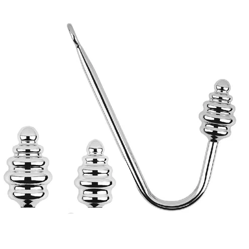 GreatBenefit 8826 Screw-in Ribbed Anal Hook Set 0217